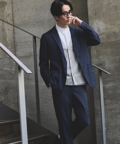 JUNRED(ジュンレッド)の「クロスシャンブレージャケット/セットアップ対応/ストレッチ(スーツジャケット・メンズ・ネイビー/チャコールグレー・S/M/L/LL)」の7枚目の写真