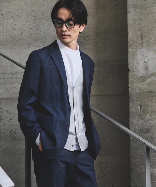 JUNRED(ジュンレッド)の「クロスシャンブレージャケット/セットアップ対応/ストレッチ(スーツジャケット・メンズ・ネイビー/チャコールグレー・S/M/L/LL)」の8枚目の写真