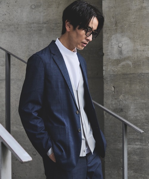 JUNRED(ジュンレッド)の「クロスシャンブレージャケット/セットアップ対応/ストレッチ(スーツジャケット・メンズ・ネイビー/チャコールグレー・S/M/L/LL)」の9枚目の写真
