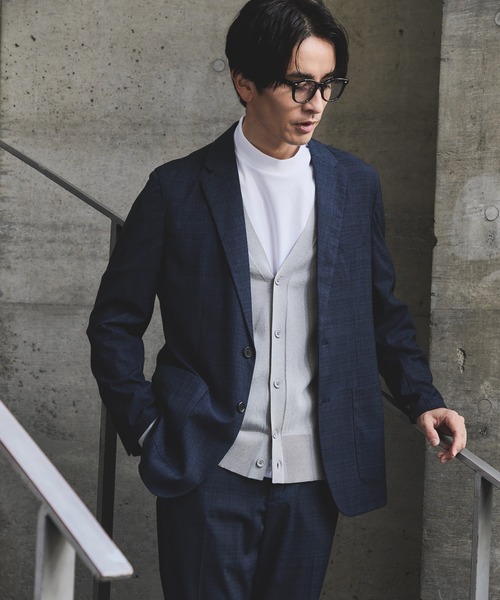 JUNRED(ジュンレッド)の「クロスシャンブレージャケット/セットアップ対応/ストレッチ(スーツジャケット・メンズ・ネイビー/チャコールグレー・S/M/L/LL)」の10枚目の写真