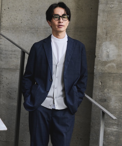 JUNRED(ジュンレッド)の「クロスシャンブレージャケット/セットアップ対応/ストレッチ(スーツジャケット・メンズ・ネイビー/チャコールグレー・S/M/L/LL)」の11枚目の写真