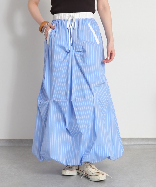 cepo（セポ）の「〈セットアップ対応可能〉バルーンシルエットストライプタックスカート（スカート・レディース・チャコール/サックスブルー・M）」の22枚目の写真