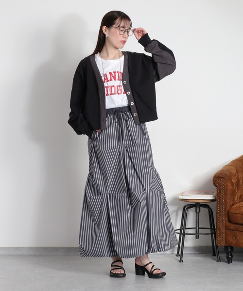 cepo（セポ）の「〈セットアップ対応可能〉バルーンシルエットストライプタックスカート（スカート・レディース・チャコール/サックスブルー・M）」の8枚目の写真