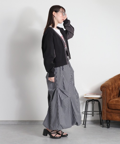 cepo（セポ）の「〈セットアップ対応可能〉バルーンシルエットストライプタックスカート（スカート・レディース・チャコール/サックスブルー・M）」の7枚目の写真