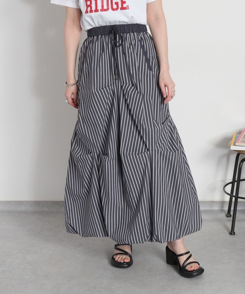 cepo（セポ）の「〈セットアップ対応可能〉バルーンシルエットストライプタックスカート（スカート・レディース・チャコール/サックスブルー・M）」の11枚目の写真