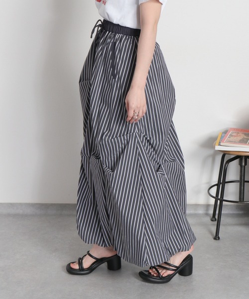 cepo（セポ）の「〈セットアップ対応可能〉バルーンシルエットストライプタックスカート（スカート・レディース・チャコール/サックスブルー・M）」の16枚目の写真