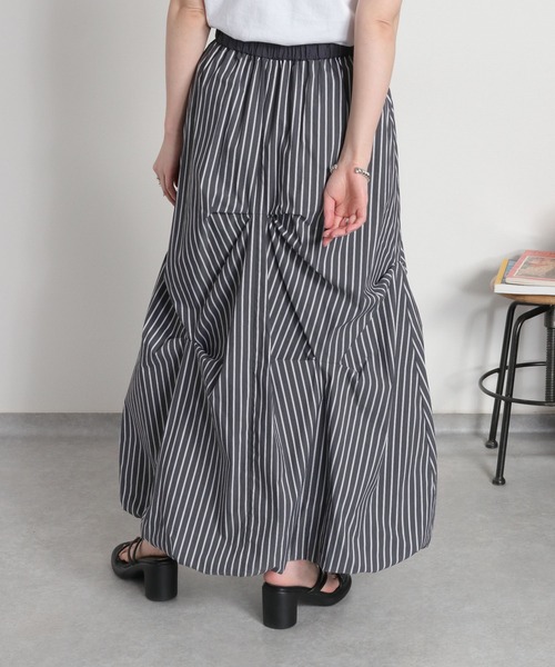 cepo（セポ）の「〈セットアップ対応可能〉バルーンシルエットストライプタックスカート（スカート・レディース・チャコール/サックスブルー・M）」の14枚目の写真