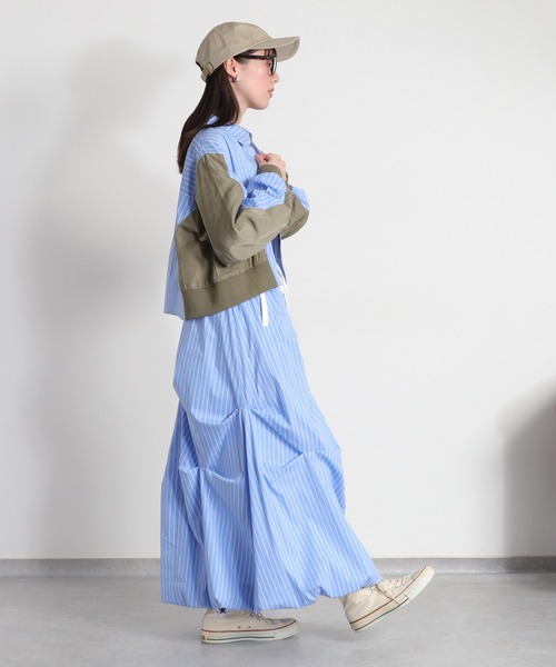 cepo（セポ）の「〈セットアップ対応可能〉バルーンシルエットストライプタックスカート（スカート・レディース・チャコール/サックスブルー・M）」の21枚目の写真