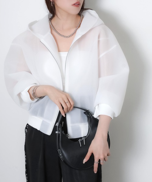 Riberry（リベリー）の「シアーダンボールダブルジップパーカー（パーカー・レディース・ブラック/オフホワイト・MEDIUM）」の2枚目の写真