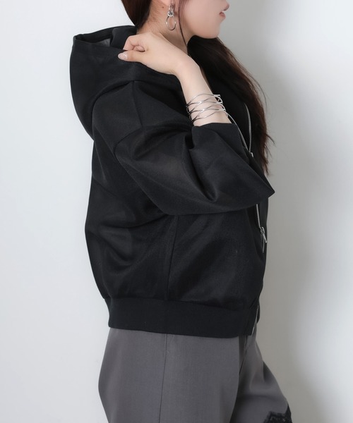 Riberry（リベリー）の「シアーダンボールダブルジップパーカー（パーカー・レディース・ブラック/オフホワイト・MEDIUM）」の18枚目の写真