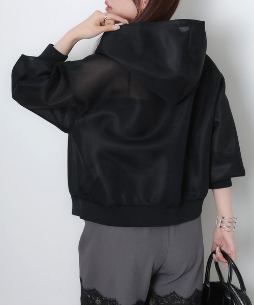 Riberry（リベリー）の「シアーダンボールダブルジップパーカー（パーカー・レディース・ブラック/オフホワイト・MEDIUM）」の19枚目の写真