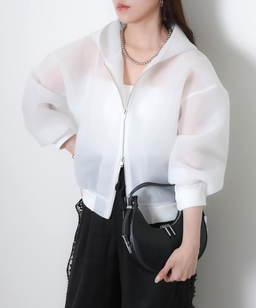 Riberry（リベリー）の「シアーダンボールダブルジップパーカー（パーカー・レディース・ブラック/オフホワイト・MEDIUM）」の3枚目の写真