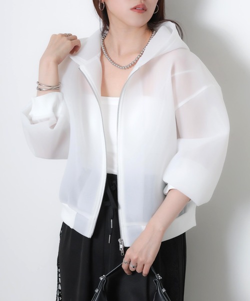 Riberry（リベリー）の「シアーダンボールダブルジップパーカー（パーカー・レディース・ブラック/オフホワイト・MEDIUM）」の8枚目の写真