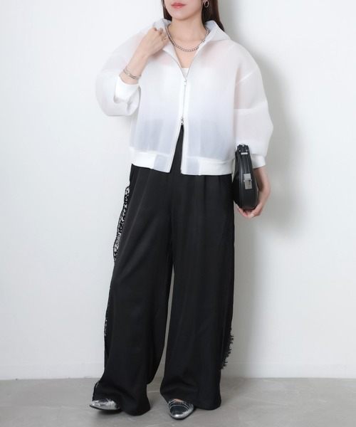 Riberry（リベリー）の「シアーダンボールダブルジップパーカー（パーカー・レディース・ブラック/オフホワイト・MEDIUM）」の4枚目の写真