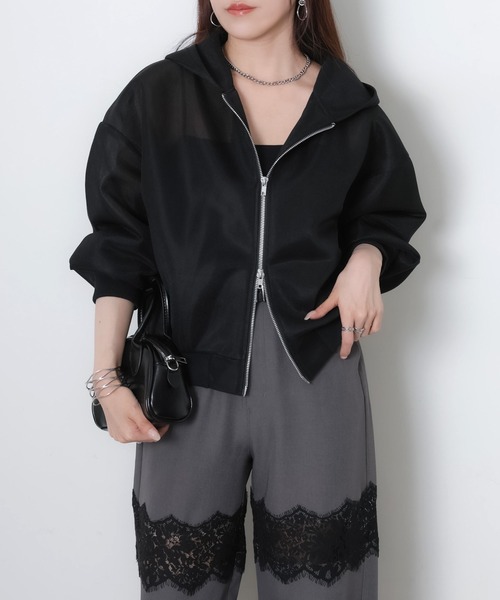 Riberry（リベリー）の「シアーダンボールダブルジップパーカー（パーカー・レディース・ブラック/オフホワイト・MEDIUM）」の15枚目の写真