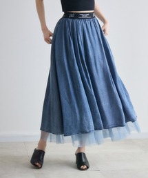 Paradise Picnic | 33℃ テンセルデニムチュールレイヤードスカート(デニムスカート)
