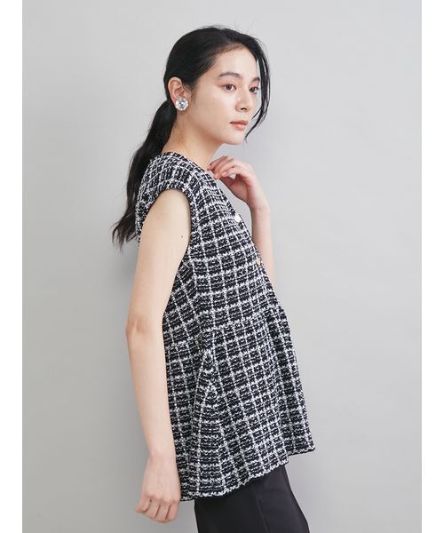 Mila Owen(ミラオーウェン)の「ペプラムデザインVネックツィードベスト(ベスト・レディース・マルチ・F)」の14枚目の写真