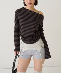 WHO'S WHO gallery | スタッズオフショルL/Sトップス(ドット/ボーダー)(Tシャツ/カットソー)