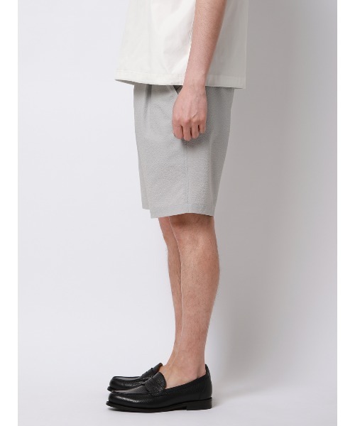 SUIT SQUARE（スーツスクエア）の「FLAT タックハーフパンツ ウォッシャブル ストレッチ ドライシアサッカー 無地（スラックス・メンズ・ライトグレー/ネイビー・M/L）」の6枚目の写真