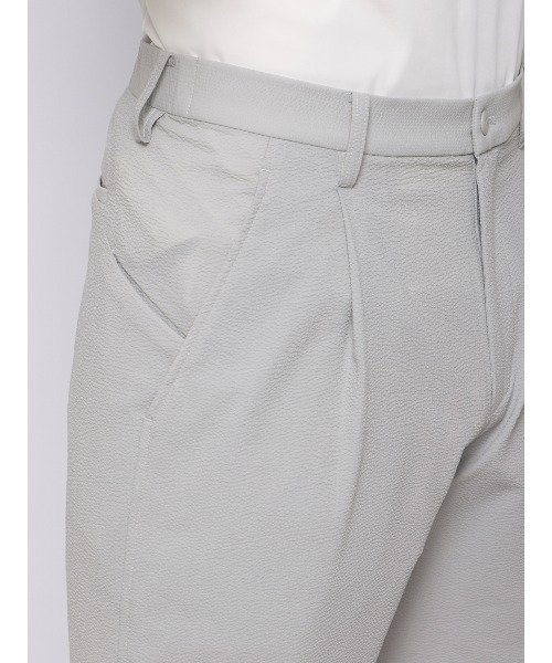 SUIT SQUARE（スーツスクエア）の「FLAT タックハーフパンツ ウォッシャブル ストレッチ ドライシアサッカー 無地（スラックス・メンズ・ライトグレー/ネイビー・M/L）」の8枚目の写真