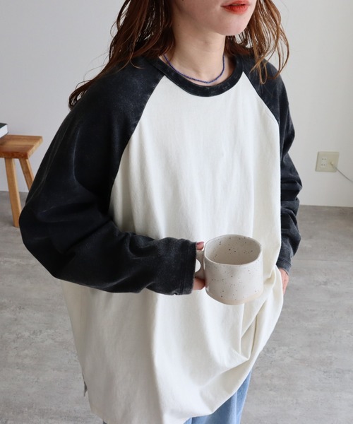 zena(ジェナ)の「コットンラグランビッグTee(Tシャツ/カットソー・レディース・チャコール/グレイッシュベージュ・FREE)」の1枚目の写真