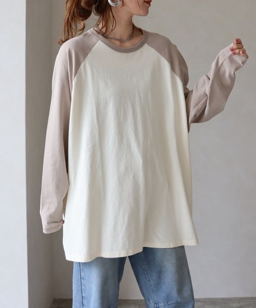 zena(ジェナ)の「コットンラグランビッグTee(Tシャツ/カットソー・レディース・チャコール/グレイッシュベージュ・FREE)」の9枚目の写真