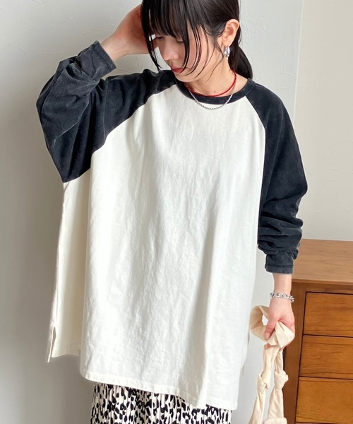 zena(ジェナ)の「コットンラグランビッグTee(Tシャツ/カットソー・レディース・チャコール/グレイッシュベージュ・FREE)」の7枚目の写真