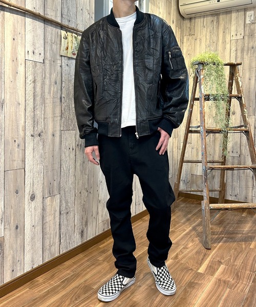 BEATJIVE(ビートジャイブ)の「MA-1 再構築 革ジャン レザージャケット SDGs メンズ(MA-1・メンズ・ブラック・MEDIUM/LARGE/X-LARGE)」の13枚目の写真