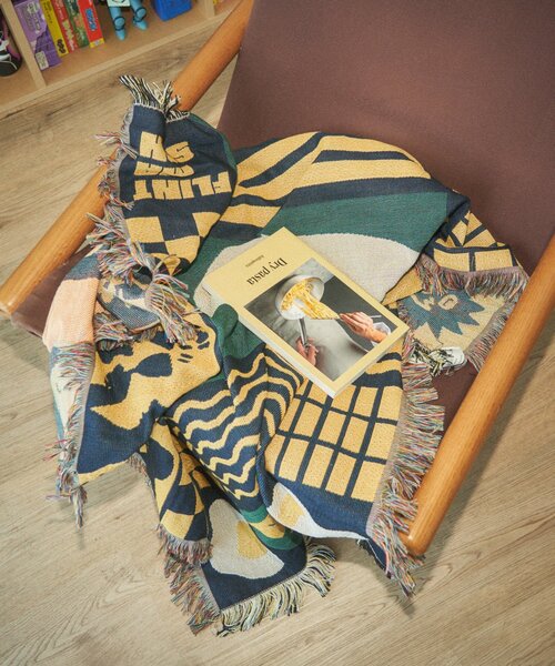 BIRTHDAY BAR（バースデイバー）の「【クリエイター「FLINT MASON」× BIRTHDAY BAR 初コラボ！】POTLUCK PASTA PARTYスローケット（ブランケット・レディース・オレンジ/グリーン・0）」の8枚目の写真