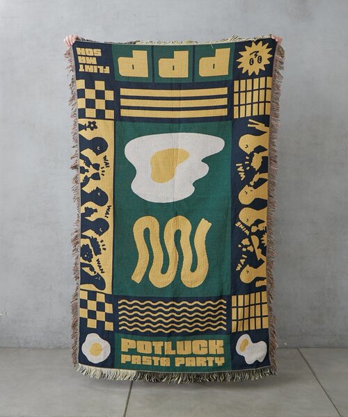 BIRTHDAY BAR（バースデイバー）の「【クリエイター「FLINT MASON」× BIRTHDAY BAR 初コラボ！】POTLUCK PASTA PARTYスローケット（ブランケット・レディース・オレンジ/グリーン・0）」の9枚目の写真