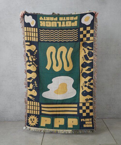 BIRTHDAY BAR（バースデイバー）の「【クリエイター「FLINT MASON」× BIRTHDAY BAR 初コラボ！】POTLUCK PASTA PARTYスローケット（ブランケット・レディース・オレンジ/グリーン・0）」の10枚目の写真