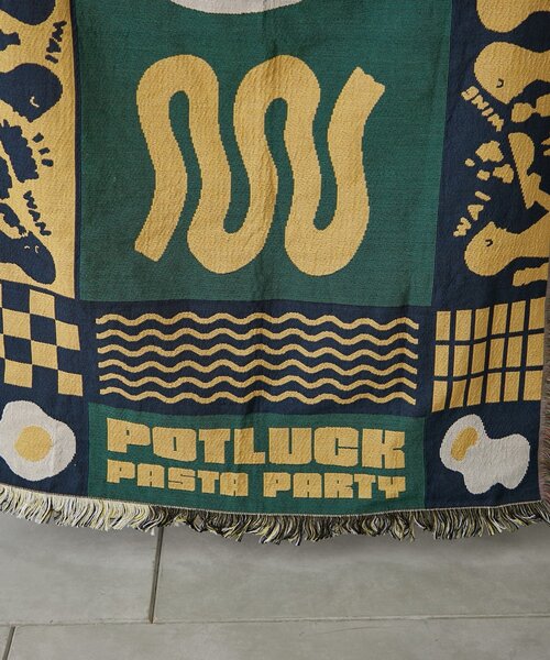 BIRTHDAY BAR（バースデイバー）の「【クリエイター「FLINT MASON」× BIRTHDAY BAR 初コラボ！】POTLUCK PASTA PARTYスローケット（ブランケット・レディース・オレンジ/グリーン・0）」の14枚目の写真