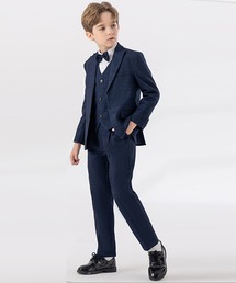 DAY CLOSET（デイ クローゼット）の「【セットアップ】キッズスーツ 長袖ジャケット+ベスト+長袖シャツ+ロングパンツ+蝶ネクタイ 5点セット（スーツセット）」