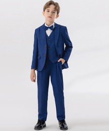 DAY CLOSET（デイ クローゼット）の「【セットアップ】キッズスーツ 長袖ジャケット+ベスト+長袖シャツ+ロングパンツ+蝶ネクタイ 5点セット（スーツセット）」