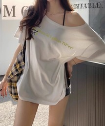 meJane | オフショルライク ルーズシルエット ロゴTシャツ(Tシャツ/カットソー)