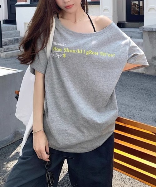 meJane（ミージェーン）の「オフショルライク ルーズシルエット ロゴＴシャツ（Tシャツ/カットソー・レディース・ネイビー/グレー/ホワイト・FREE）」の10枚目の写真