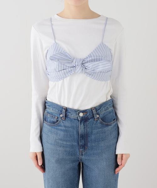 SLOBE IENA（スローブイエナ）の「リボンキャミ（キャミソール・レディース・グリーン/ブルー・FREE）」の2枚目の写真