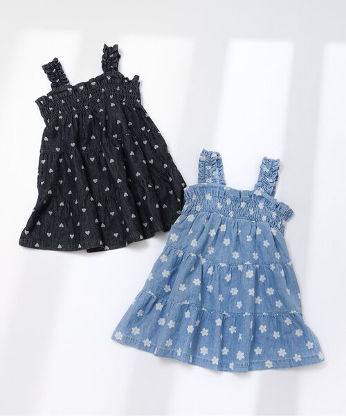 apres les cours(アプレレクール)の「【リンク】総柄シャーリングティアードジャンスカ(ジャンパースカート・キッズ・ブラック/サックスブルー・80/90/100/110/120/130/140)」の8枚目の写真