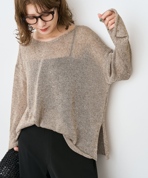 Spick & Span(スピックアンドスパン)の「《新色有り / 追加》リネンミックス2WAYプルオーバー(ニット/セーター・レディース・ホワイト/ベージュ/ブルー/ピンク系その他・FREE)」の2枚目の写真