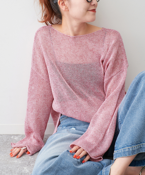 Spick & Span(スピックアンドスパン)の「《新色有り / 追加》リネンミックス2WAYプルオーバー(ニット/セーター・レディース・ホワイト/ベージュ/ブルー/ピンク系その他・FREE)」の4枚目の写真