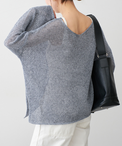 Spick & Span(スピックアンドスパン)の「《新色有り / 追加》リネンミックス2WAYプルオーバー(ニット/セーター・レディース・ホワイト/ベージュ/ブルー/ピンク系その他・FREE)」の3枚目の写真