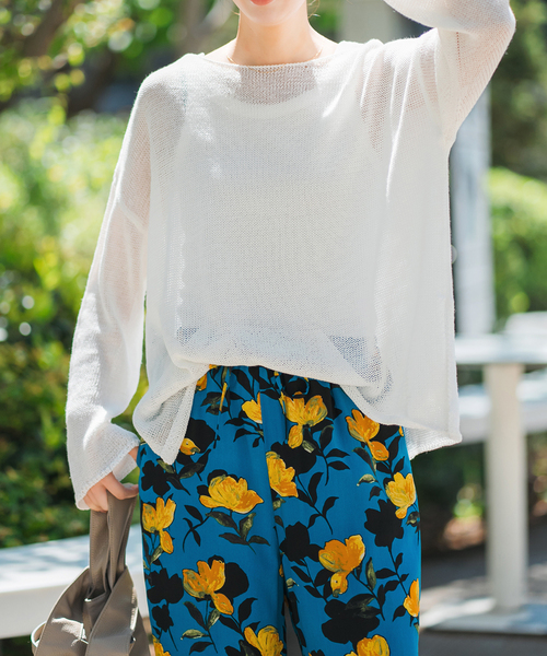 Spick & Span(スピックアンドスパン)の「《新色有り / 追加》リネンミックス2WAYプルオーバー(ニット/セーター・レディース・ホワイト/ベージュ/ブルー/ピンク系その他・FREE)」の8枚目の写真