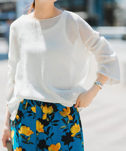 Spick & Span(スピックアンドスパン)の「《新色有り / 追加》リネンミックス2WAYプルオーバー(ニット/セーター・レディース・ホワイト/ベージュ/ブルー/ピンク系その他・FREE)」の10枚目の写真