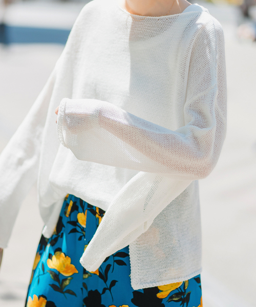 Spick & Span(スピックアンドスパン)の「《新色有り / 追加》リネンミックス2WAYプルオーバー(ニット/セーター・レディース・ホワイト/ベージュ/ブルー/ピンク系その他・FREE)」の12枚目の写真