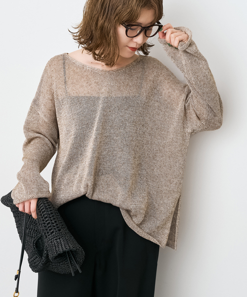 Spick & Span(スピックアンドスパン)の「《新色有り / 追加》リネンミックス2WAYプルオーバー(ニット/セーター・レディース・ホワイト/ベージュ/ブルー/ピンク系その他・FREE)」の18枚目の写真