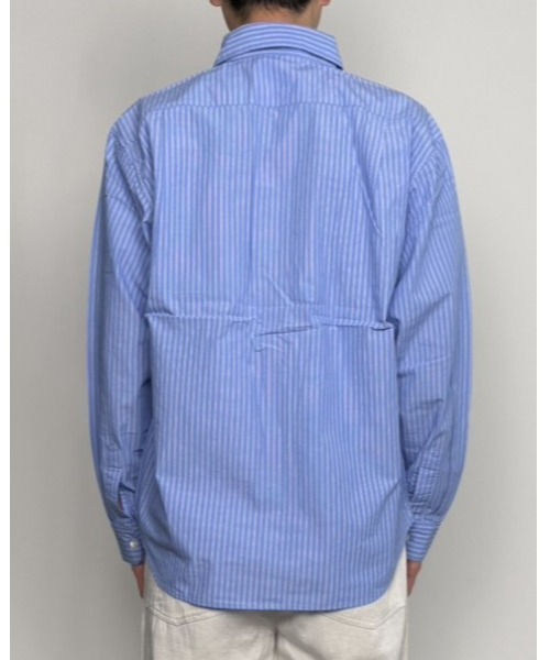 CrawLey edge(クローリーエッジ)の「【CrawLey edge/ クローリーエッジ】 Cotton Stripe Regular Shirt/ コットン ストライプ レギュラー シャツ(シャツ/ブラウス・メンズ・ブルー・LARGE/MEDIUM)」の4枚目の写真