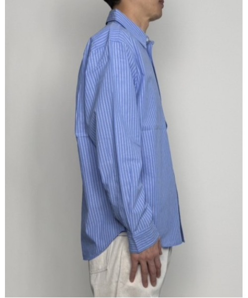 CrawLey edge(クローリーエッジ)の「【CrawLey edge/ クローリーエッジ】 Cotton Stripe Regular Shirt/ コットン ストライプ レギュラー シャツ(シャツ/ブラウス・メンズ・ブルー・LARGE/MEDIUM)」の5枚目の写真