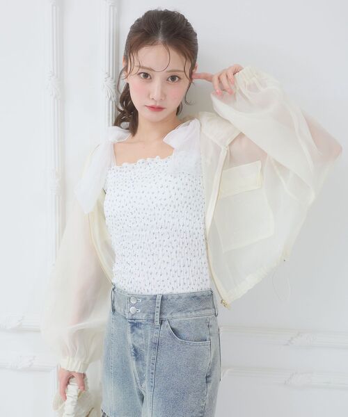 MAJESTIC LEGON(マジェスティックレゴン)の「エアリーシアーフードブルゾン(シャツ/ブラウス・レディース・ピンク/グリーン/グレー/アイボリー/ブラック・MEDIUM)」の9枚目の写真