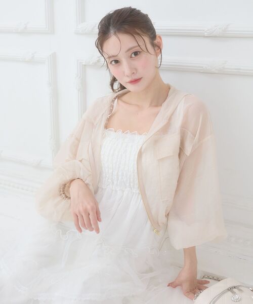 MAJESTIC LEGON(マジェスティックレゴン)の「エアリーシアーフードブルゾン(シャツ/ブラウス・レディース・ピンク/グリーン/グレー/アイボリー/ブラック・MEDIUM)」の15枚目の写真