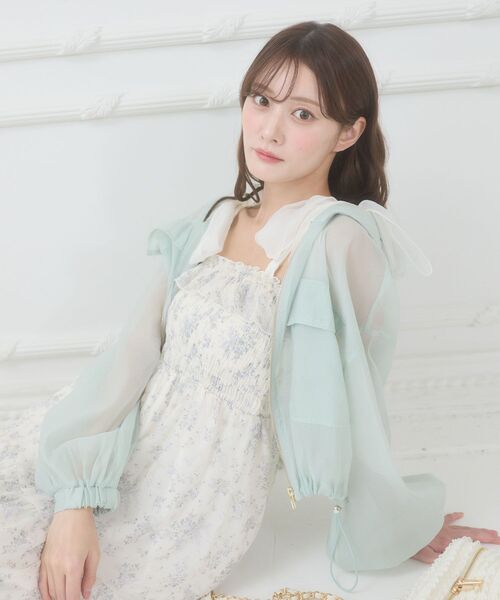 MAJESTIC LEGON(マジェスティックレゴン)の「エアリーシアーフードブルゾン(シャツ/ブラウス・レディース・ピンク/グリーン/グレー/アイボリー/ブラック・MEDIUM)」の18枚目の写真